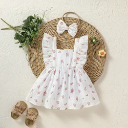 2024 Baby girls Summer Sleeveless Print Flower Cotton Streetwear Fashion Dress (0-6M)