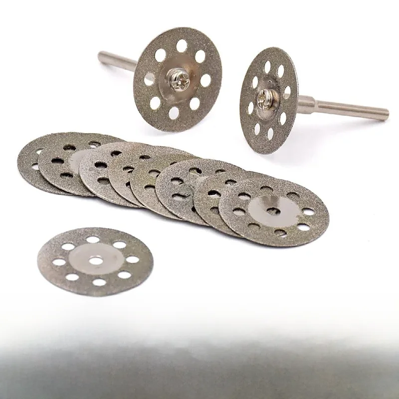 Lame de Scie Diamantée pour Outils Dremel, Mini Disque de Coupe, Pierre, Verre, Carrelage, Métal, Mandrin de 3mm, 20-30mm, 12 Pièces