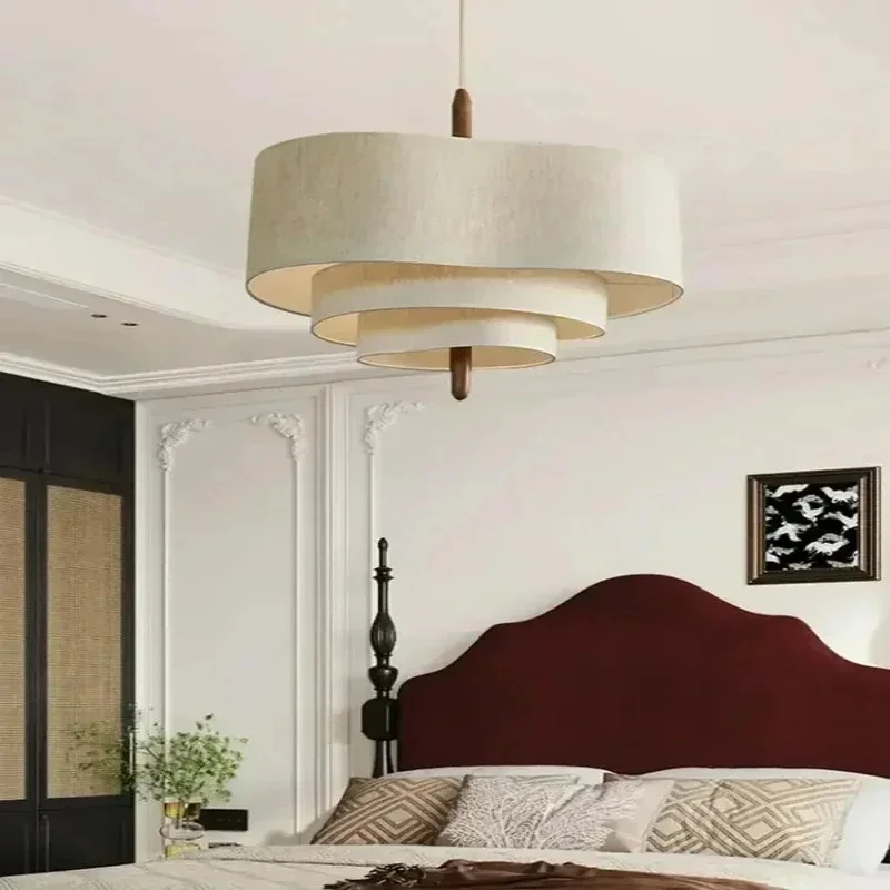 Japanse Wabi Sabi stoffen plafondkroonluchter voor woonkamer eiland slaapkamer LED hanglamp moderne interieur verlichtingsarmatuur - afbeelding 2