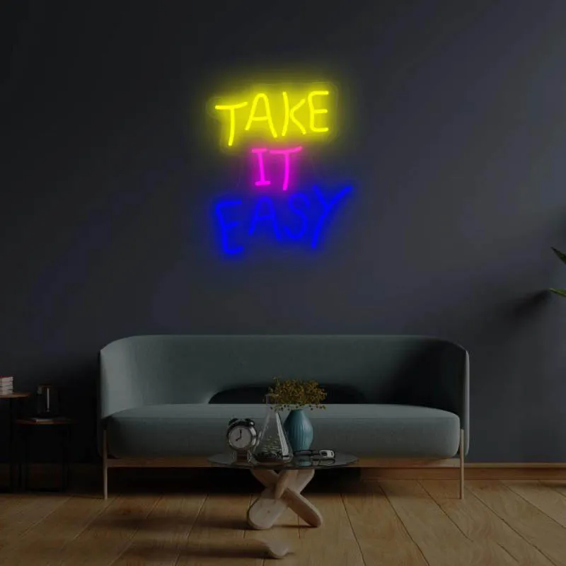 Take it Easy Neon Sign Personalized Gifts Custom Neon Sign Wall Decor LED Neon Sign Halloween Decor Neon Lights Party Decor