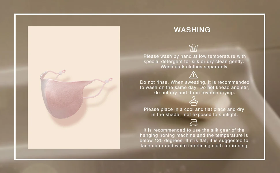 DISANGNI Seide Gesicht Maske für Erwachsene mit Mulberry Seide Atmungs Gesicht Maske für Frauen Glatte, Weiche und Hautpflege, waschbar, Reusab – Detail 8