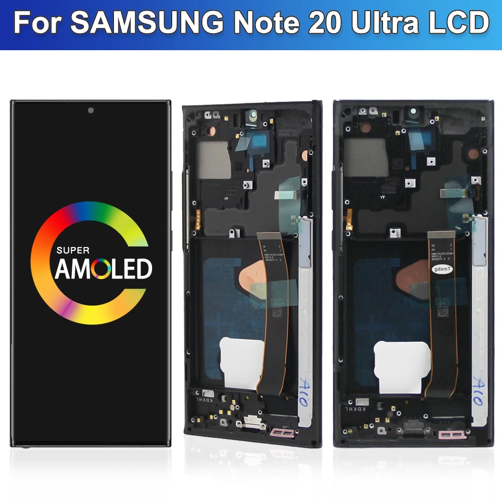 AMOLED Note 20 Ultra Screen Assembly for Samsung Galaxy Note20 Ultra 5G N985F N986B Lcd Display Digital Touch Screen with Frame