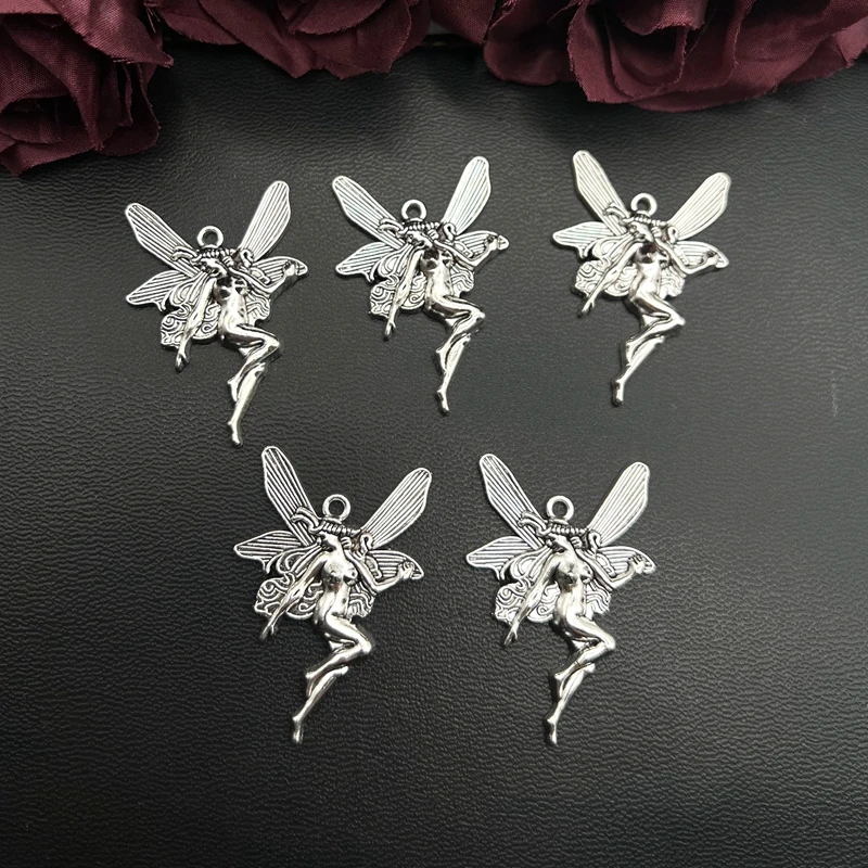 5pcs 43*29mm Charms Butterfly Fairy Angel Handmade Craft Pendant Making DIY Making Findings Handmade Tibetan Jewelry