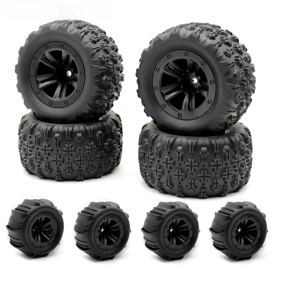Roues de pneus hexagonaux en caoutchouc, 85mm 12mm, 4 pièces, pour SCY 16101 16102 16103 Pro MJX Hyper Go 14210 16210 1/14 1/16 RC Monster Truck, mise à niveau