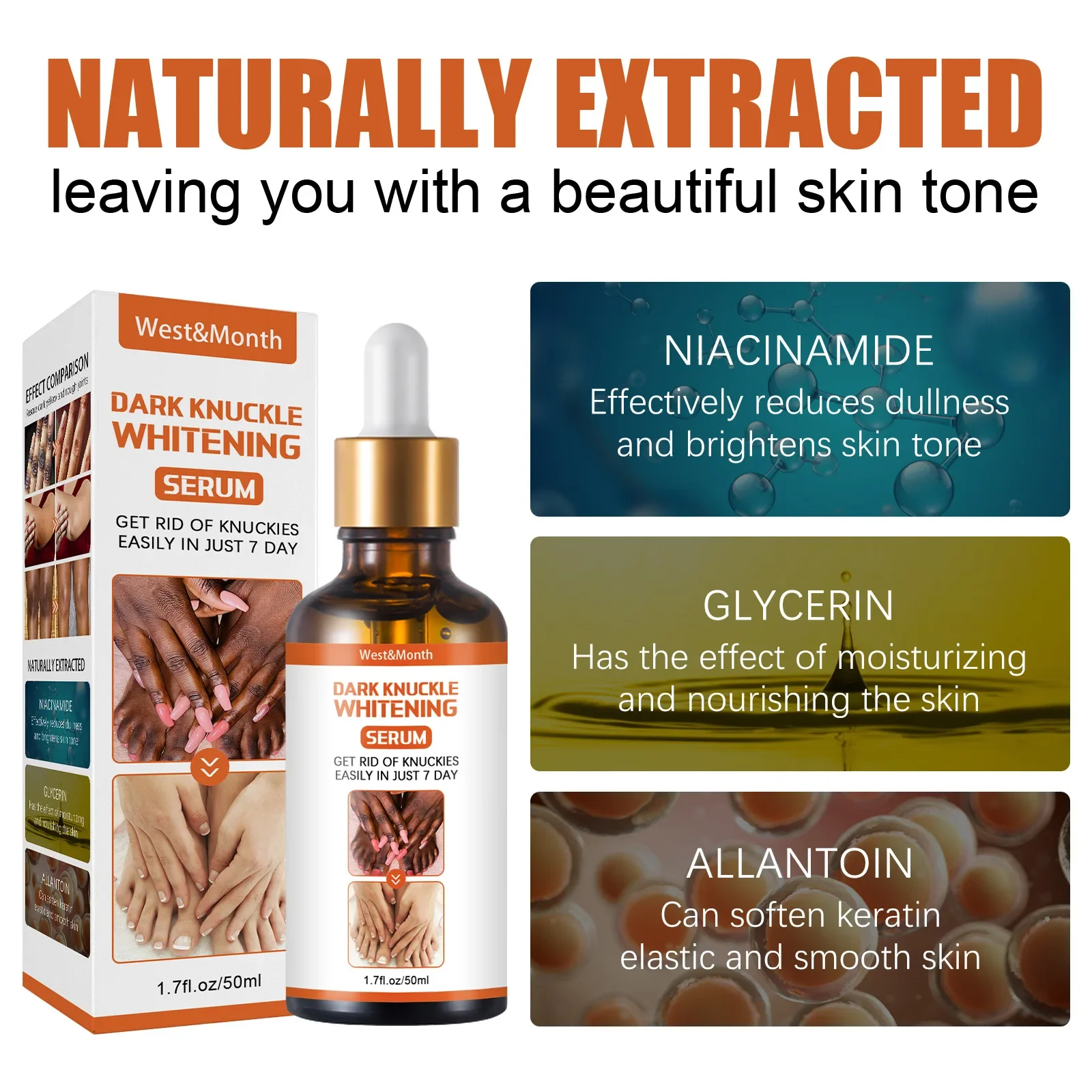 West&Month Dark Knuckle Whi-Tening Serum Hand Joint Brightening Essence Improve Melanin Revitalizing Smoothing Body Skin Care