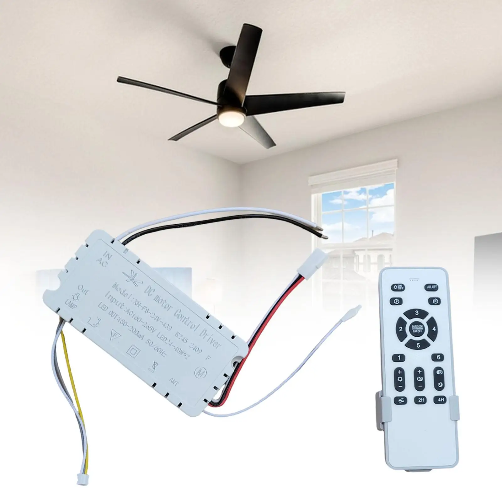 

Ceiling Fan Remote Control Kit 6Speed Fan Controller Switch for Invisible Fan Light Timing Wireless Winch Remote Control Kit 12V