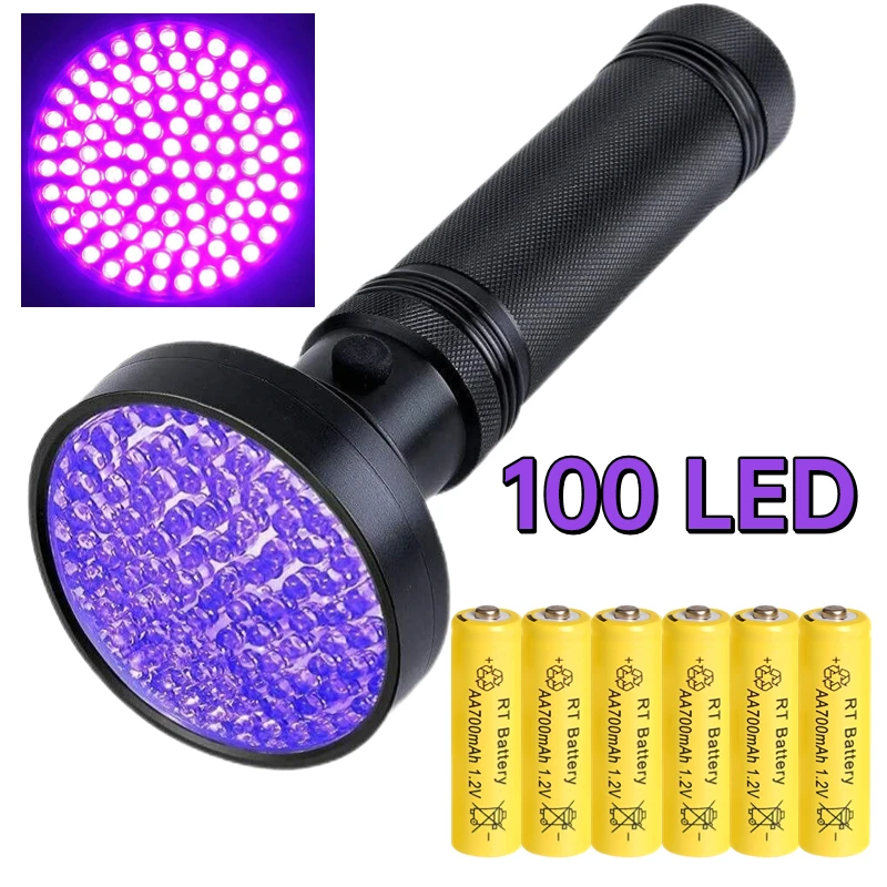 UV Ultraviolet Light 100 Led Flashlight Black Light Waterproof Flashlight for Pet Kitchen Bathroom Stains Scorpions Finder