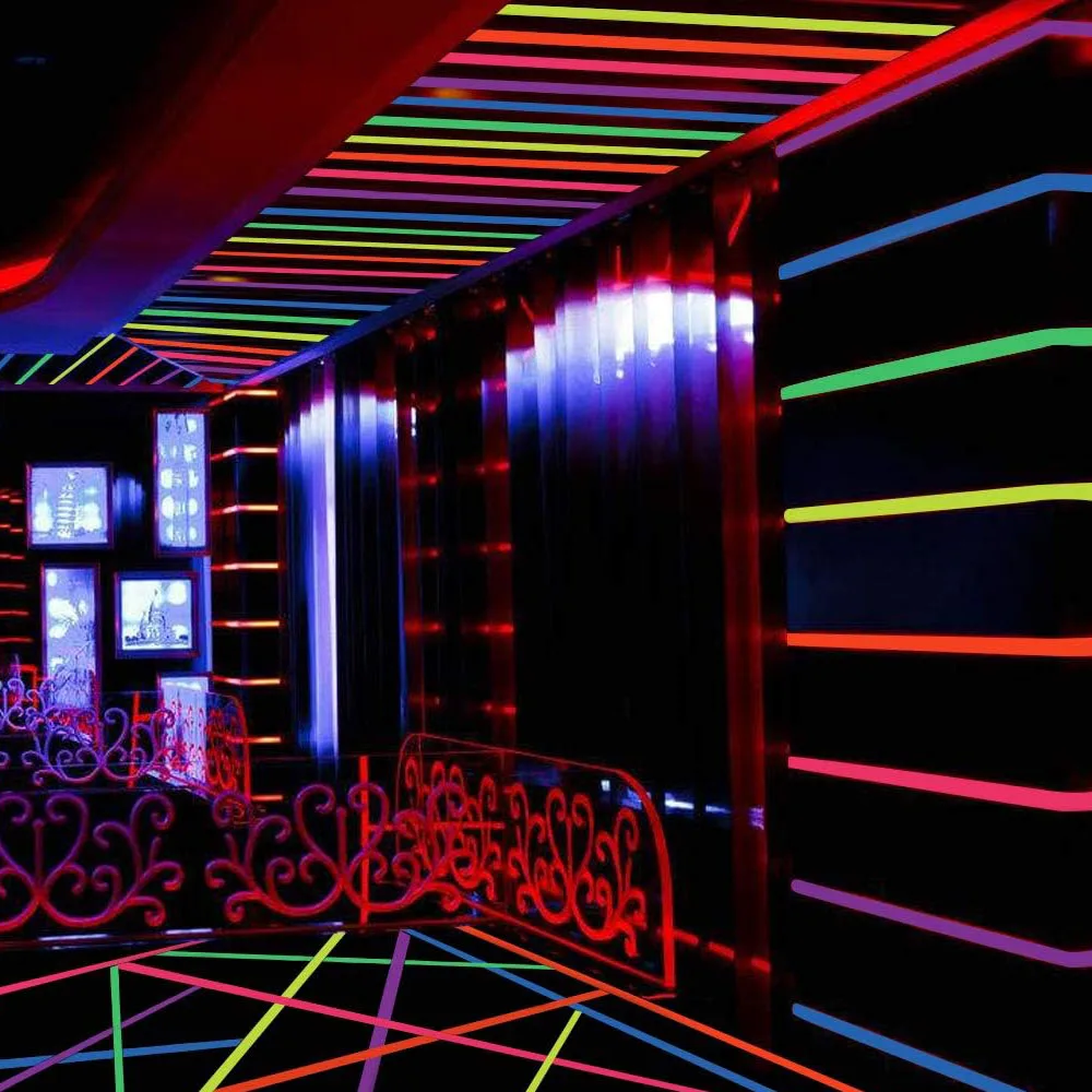 96Pack UV Blacklight Reactive DIY 6 Color Fluorescent Cloth Tape Colorful Neon Gaffer Reflective Adhesive Glow in the Dark Tape