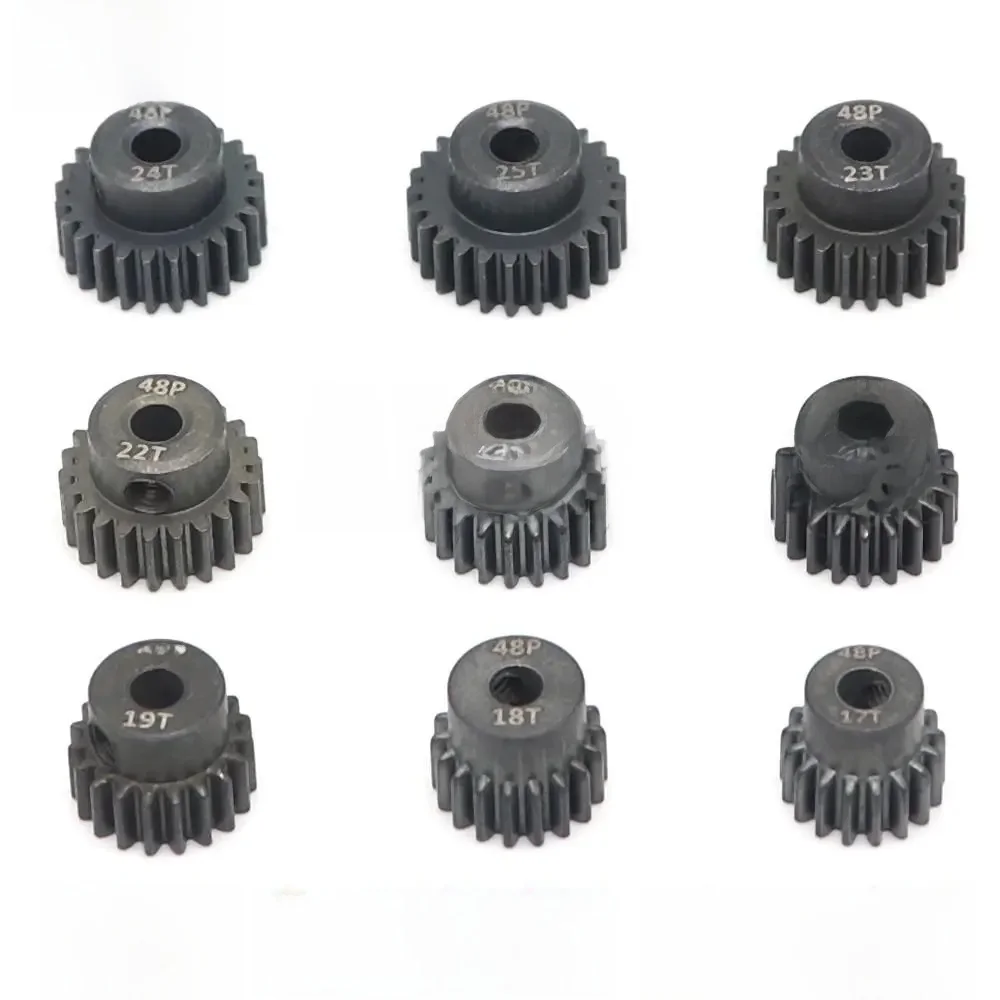 48p 3.175mm 16t 17t 18t 19t 20t 22t 24t 25t engrenage de moteur à pignon métallique en acier noir pour modèle Axial Scx10 Rc 1/10 pièces de moteur de voiture