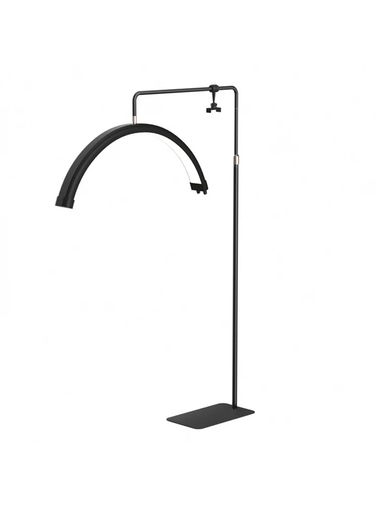 Profesjonalna lampa LED do zabiegów kosmetycznych na stojaku, 3 temperatury barwowe, ściemnianie 0-100%, 360 stopni ° Regulowana lampa do przedłużania rzęs, tatuażu i manicure z uchwytem na telefon — 2