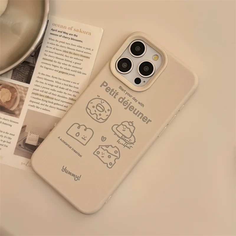 Korean ins soft waxy bread for iPhone14 15Promax new original minority girl heart 12 13pro creative simple anti-fall phone case