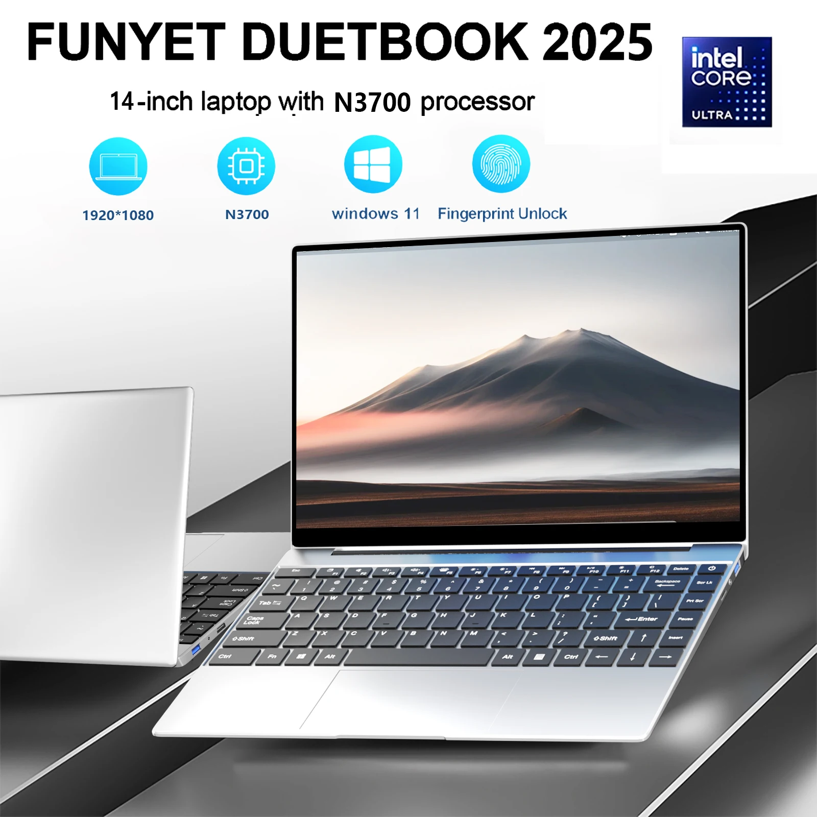 

14,0-дюймовый ноутбук Intel Pentium N3700 Windows 11, 16 ГБ ОЗУ, ноутбук, разрешение 1920*1080, разблокировка компьютера, офиса, учебы, геймерский ПК