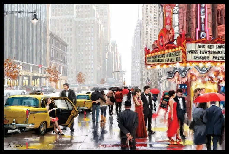 

New York Theatre - Counted Cross Stitch Kits - DIY Handmade Needlework Embroidery 14 CT Aida Sets DMC Color