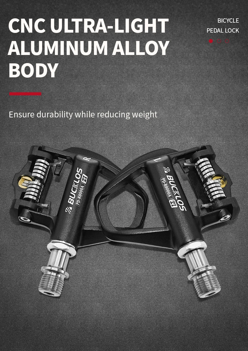 BUCKLOS Titan Spindel PD-R8000 Pedal für SPD-SL Aluminium Fahrrad Klickpedal Ultraleichtes Rennradpedal mit Klampe – Detail 7