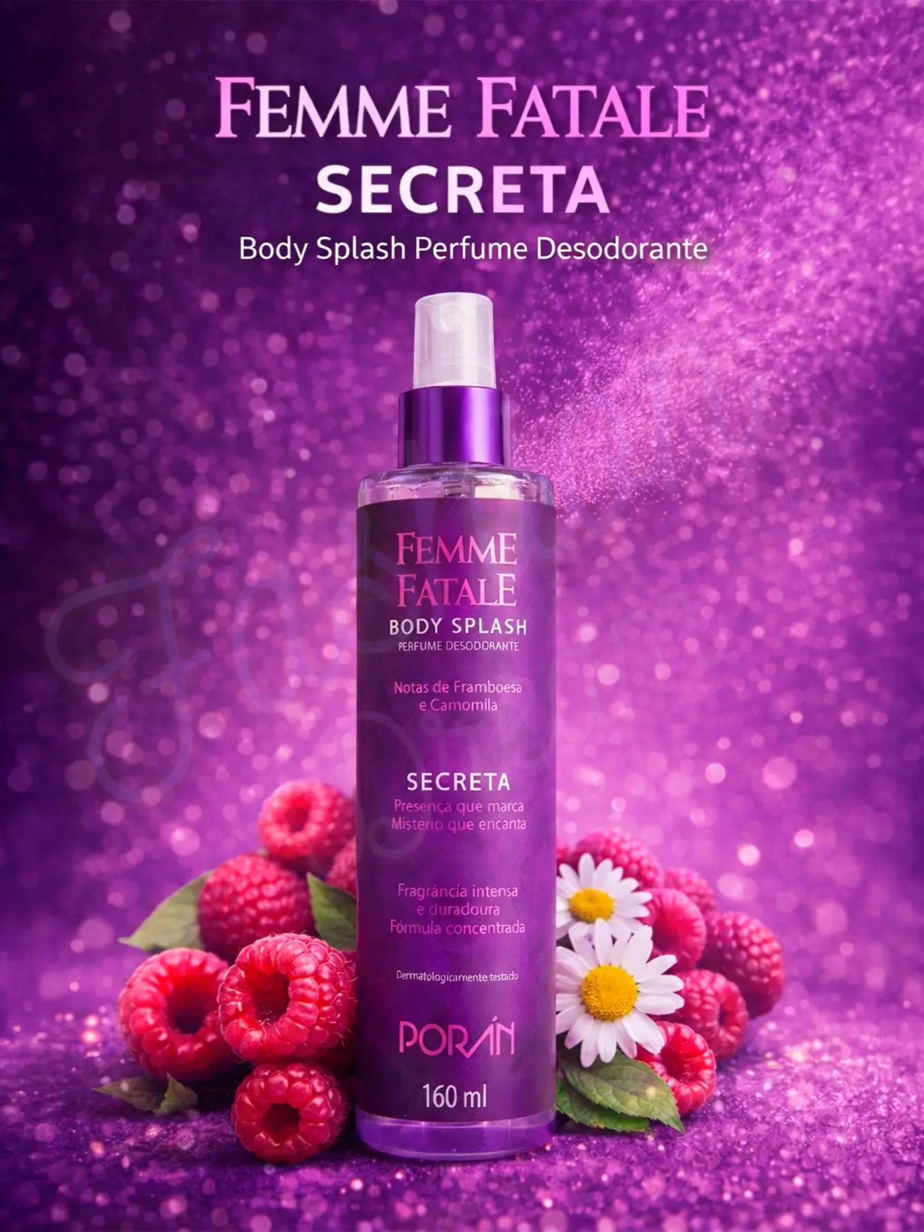 body-splash-femme-fatale-secreta-160ml-poran-fragrancia-framboesa-camomila