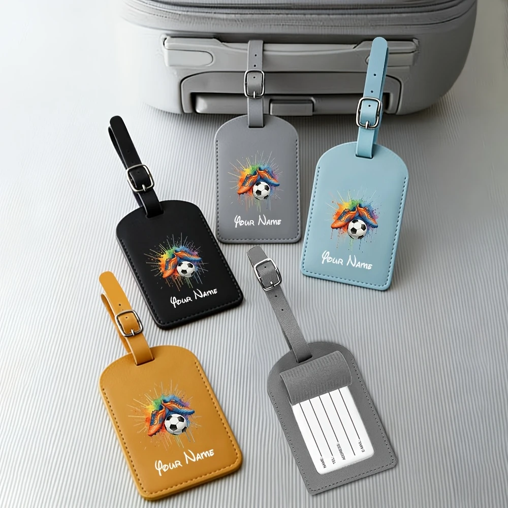 

Custom Football Style Luggage Tag, Name Customization Football Pattern Printed Creative Portable Travel ID Label, for Suitcases
