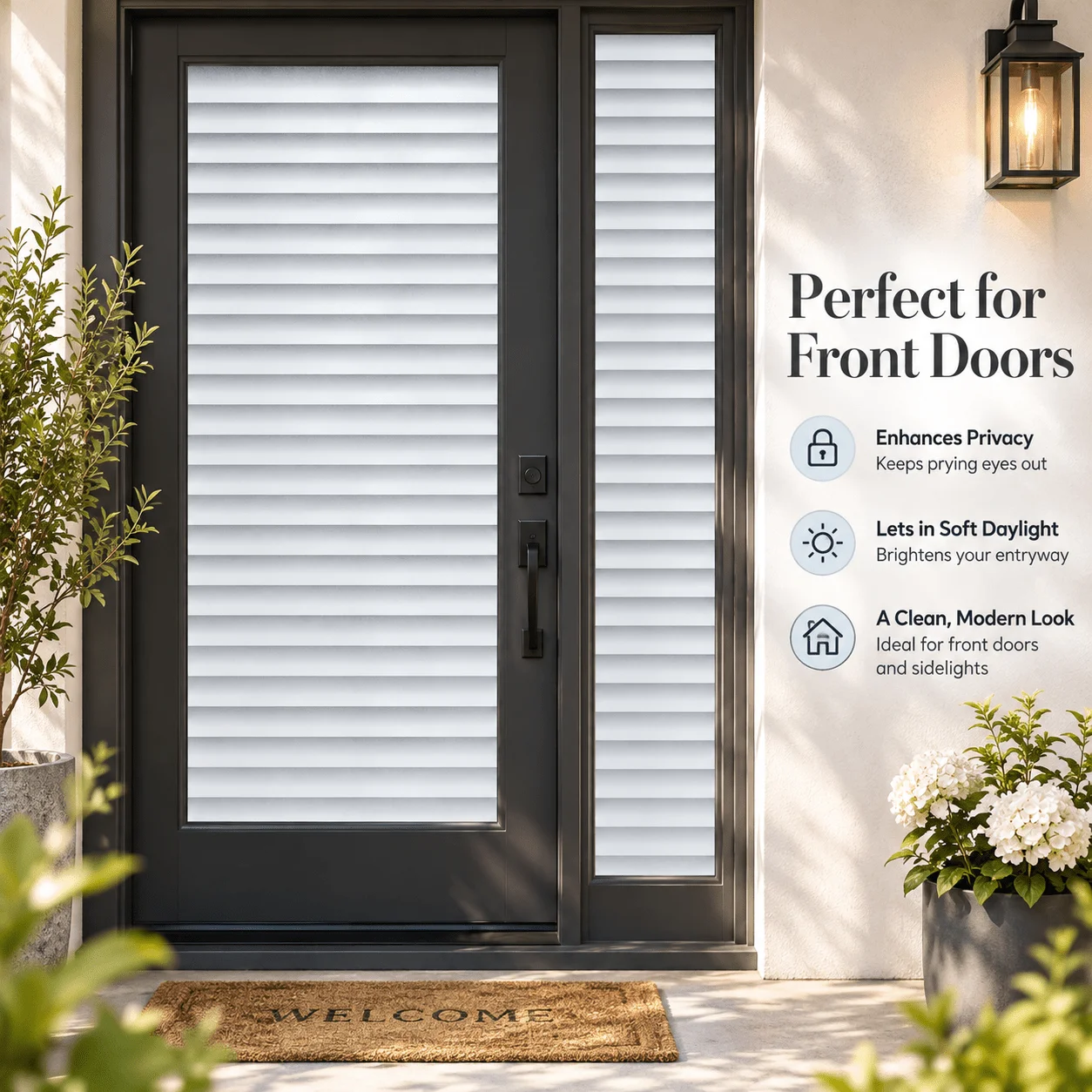 Privacy Frosted Window Film Roll Blinds Pattern Static Cling No Glue Removable UV Block for Home Office Bathroom