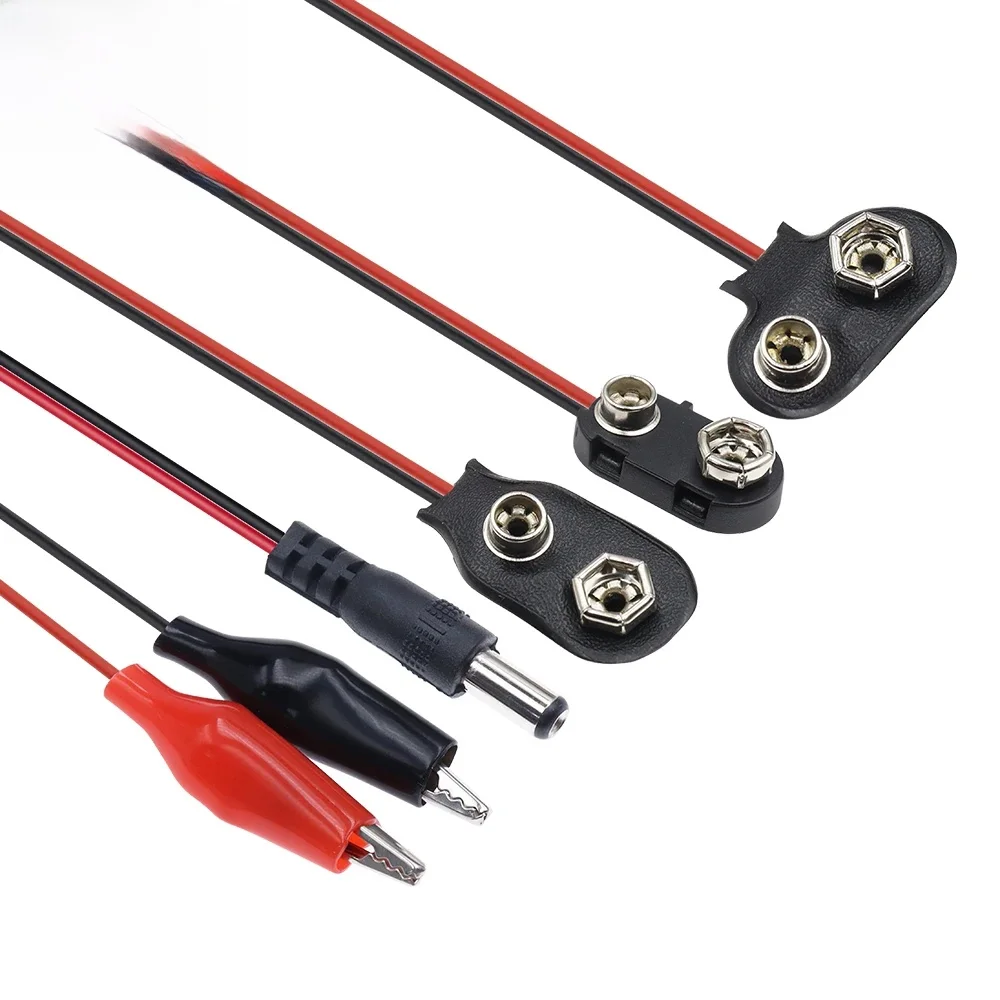 Connecteur de batterie 9V, Clips d'alimentation, prise cc mâle femelle, adaptateur Alligator, câble de support de fil, prise de plomb 9 volts, baril