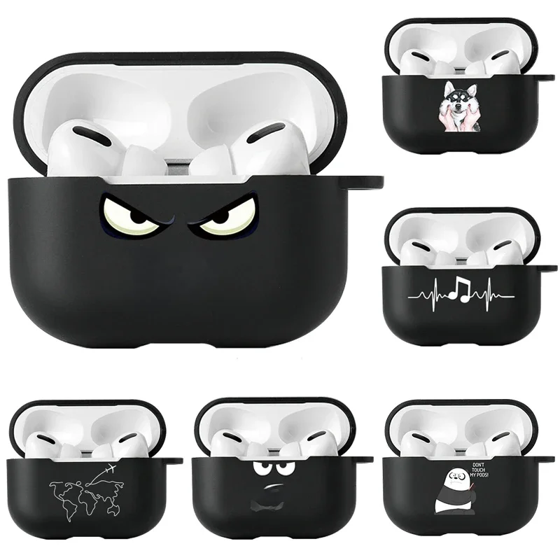 Vanveet Étui Airpods Pro 2 4 3 en silicone noir, housse pour écouteurs, slogan simple, texte, ne touchez pas 3