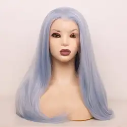 Perruque Lace Front Wig Synthétique Bleu Pastellique, Cheveux Lisses, Fibre, HD, Transparent, Hortensia, Premium, Japonais, Haute Qualité, Utilisation 03