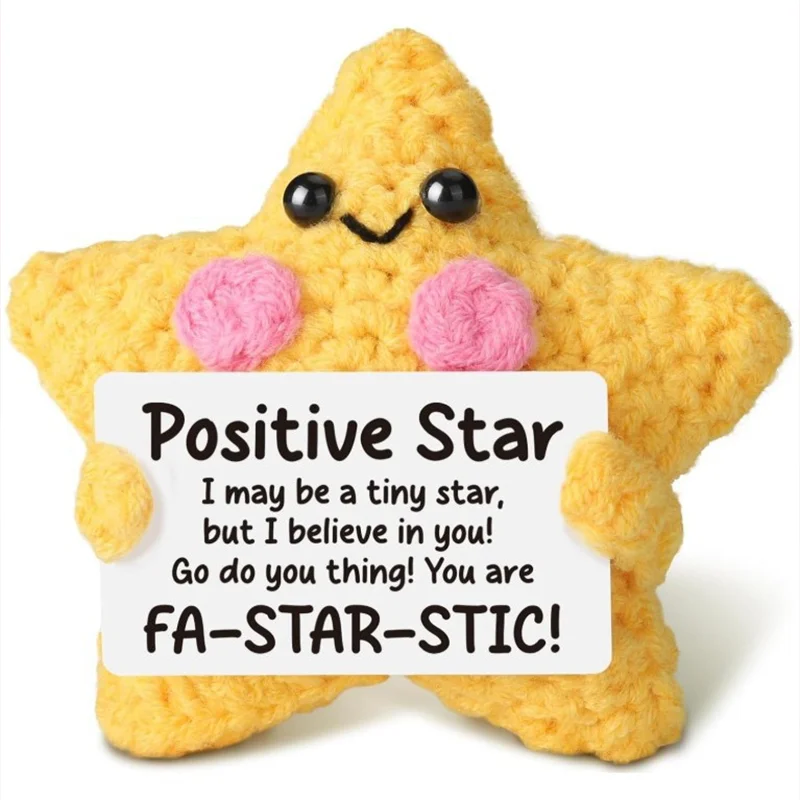 

Positive Crochet Star DIY Kit-Positive Handmade Christmas Gift with Emotional support Desk Decor for Friends & Teachers