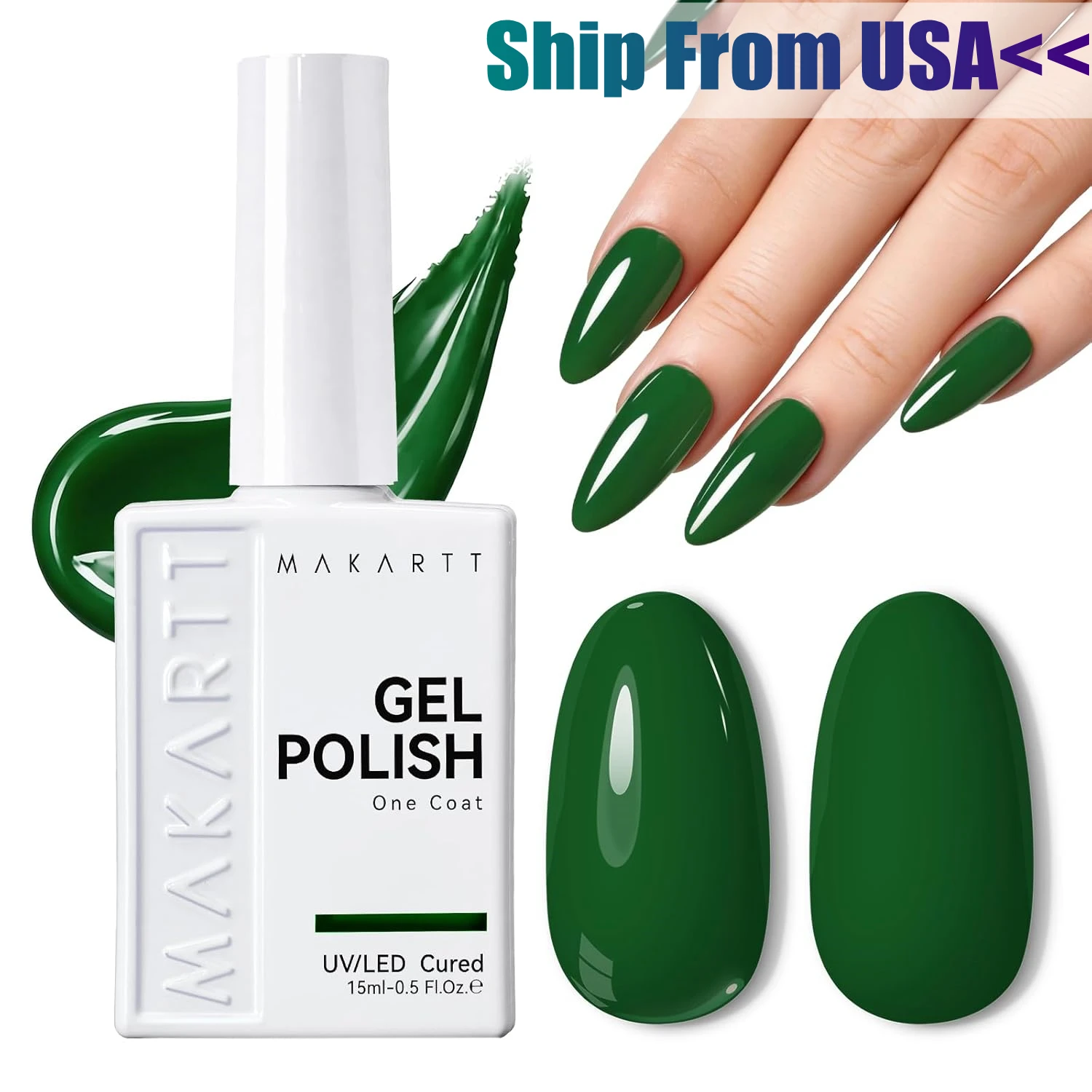 

Makartt Ultra-Pigmented Green Gel Nail Polish 15ml Soak Off UV Gel One Coat High-Gloss Ceramic Shine Salon-Grade Nail Art