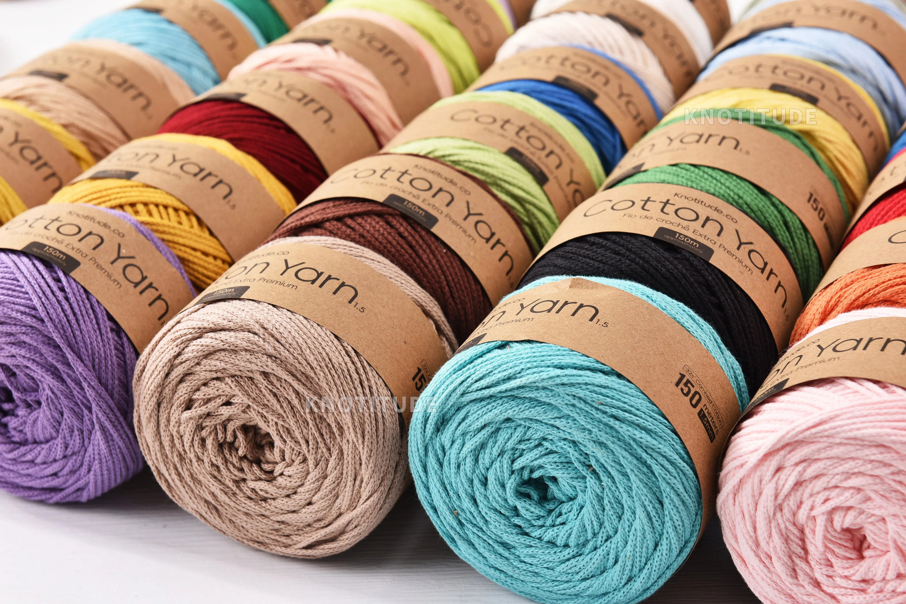 KNOTITUDE 1.5mm Cotton Yarn 150m a Ball Hand knitting yarn Hand Crochet yarn Bag crochet yarn 100% high quality cotton