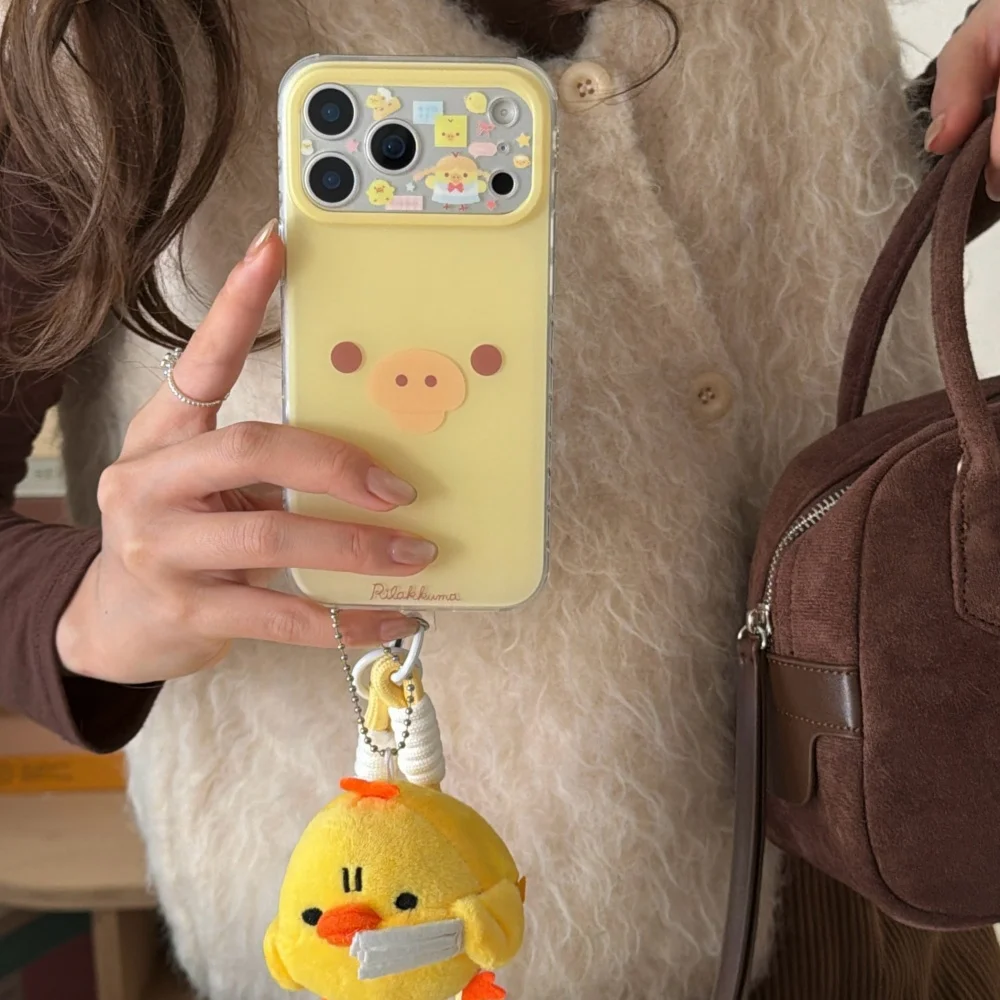 

Cute cartoon little yellow duck phone case for iPhone 17 16 ProMax 14 15Pro fundas Korean INS fashion shockproof protective case