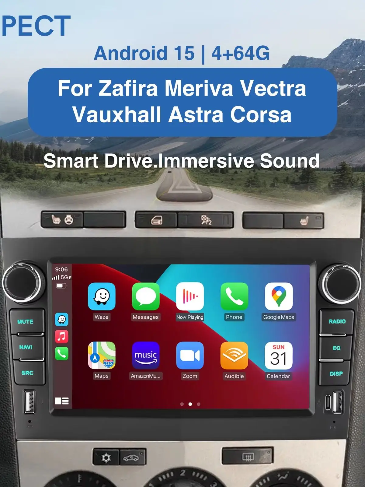 MOPECT autoradio multimedia 4G 64G draadloze CarPlay auto voor Opel Astra Vectra Vauxhall Antara Zafira Corsa C D Vivaro Meriva - afbeelding 2