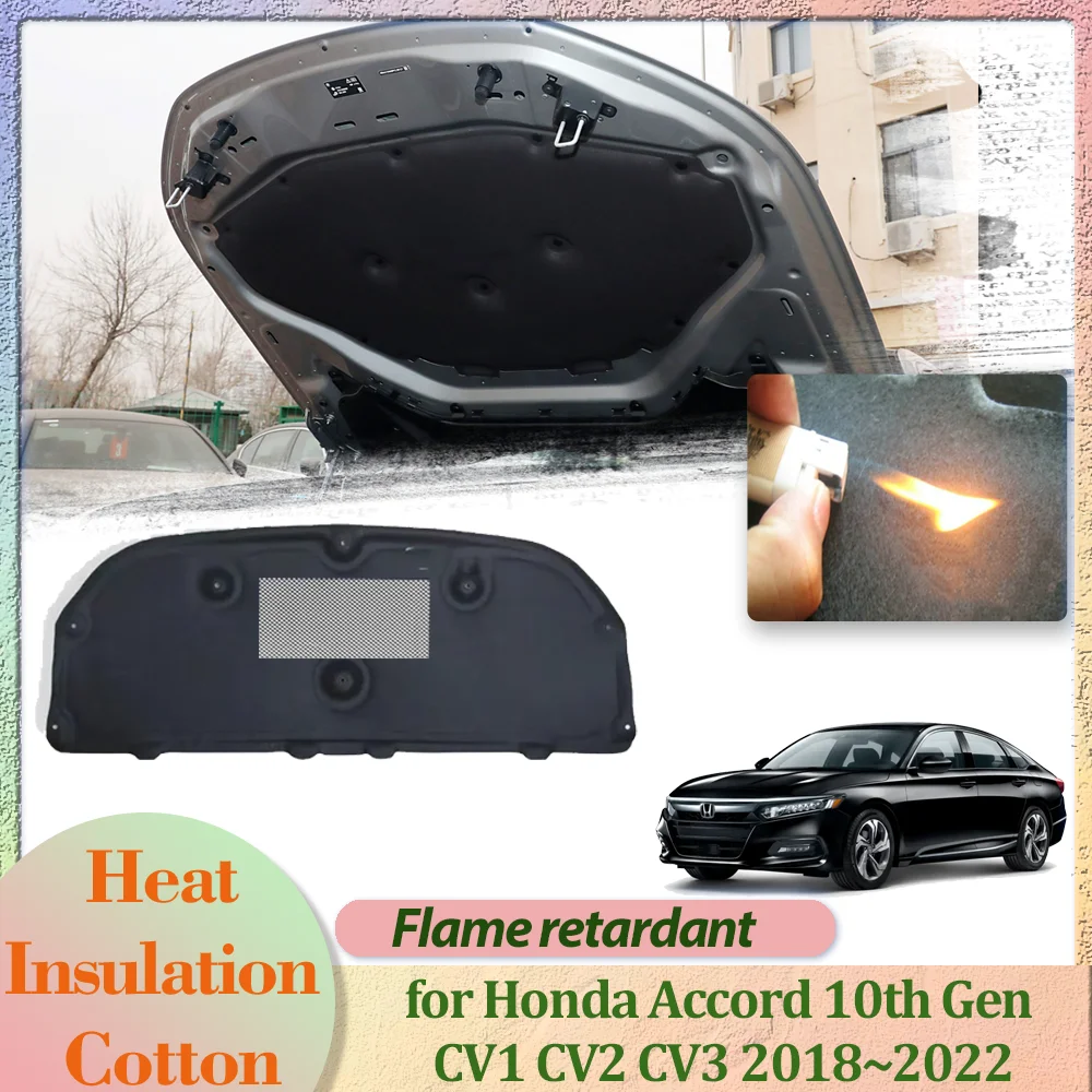 Car Hood Engine Cover for Honda Accord 10th Gen CV1 CV2 CV3 2018~2022 Insulation Liner Cotton Soundproof Heat Mat Accessories