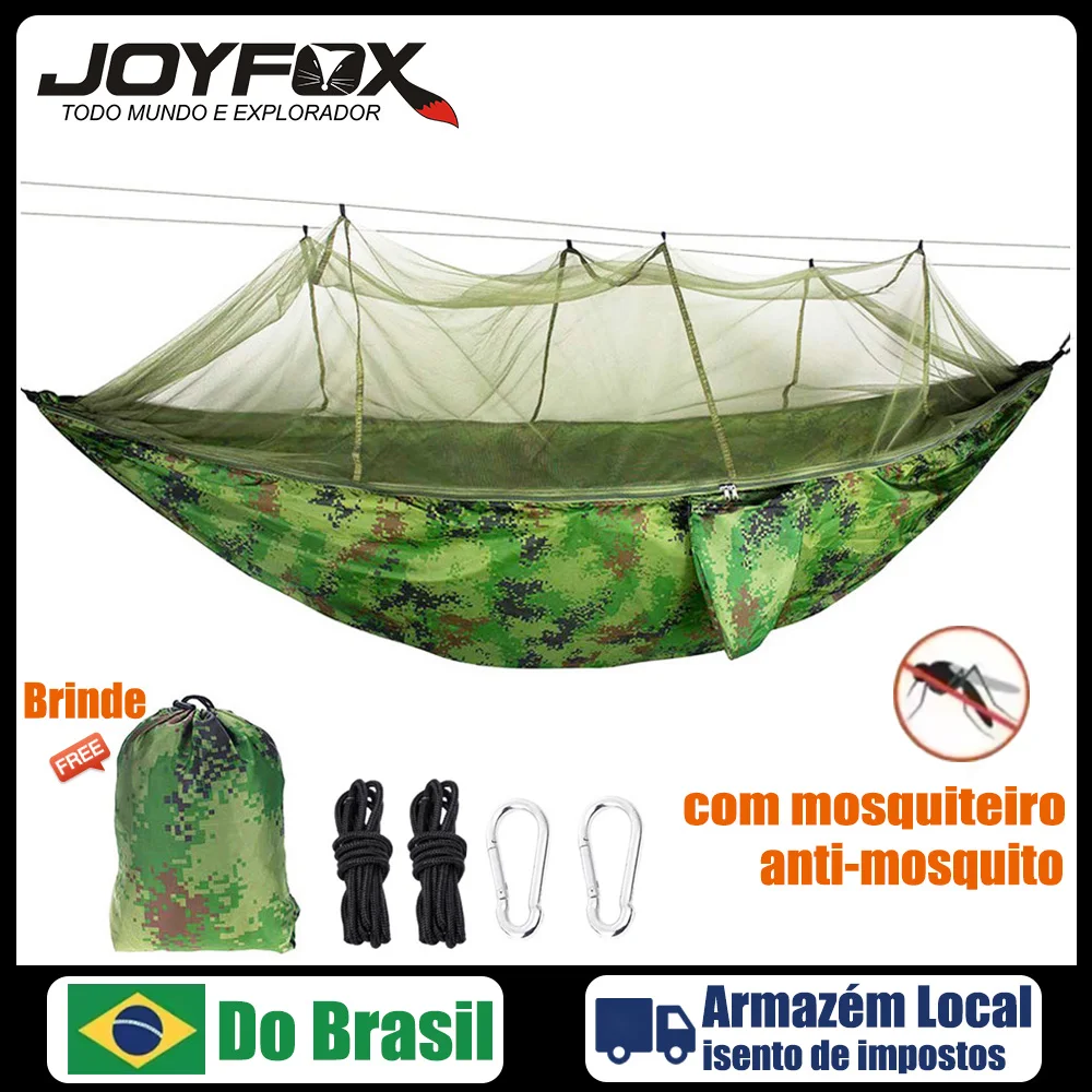 Joyfox rede de acampamento com mosquiteiro Rede De Dormir Selva Sacos Casal Nylon Camuflagem rede camping para dormir jardim