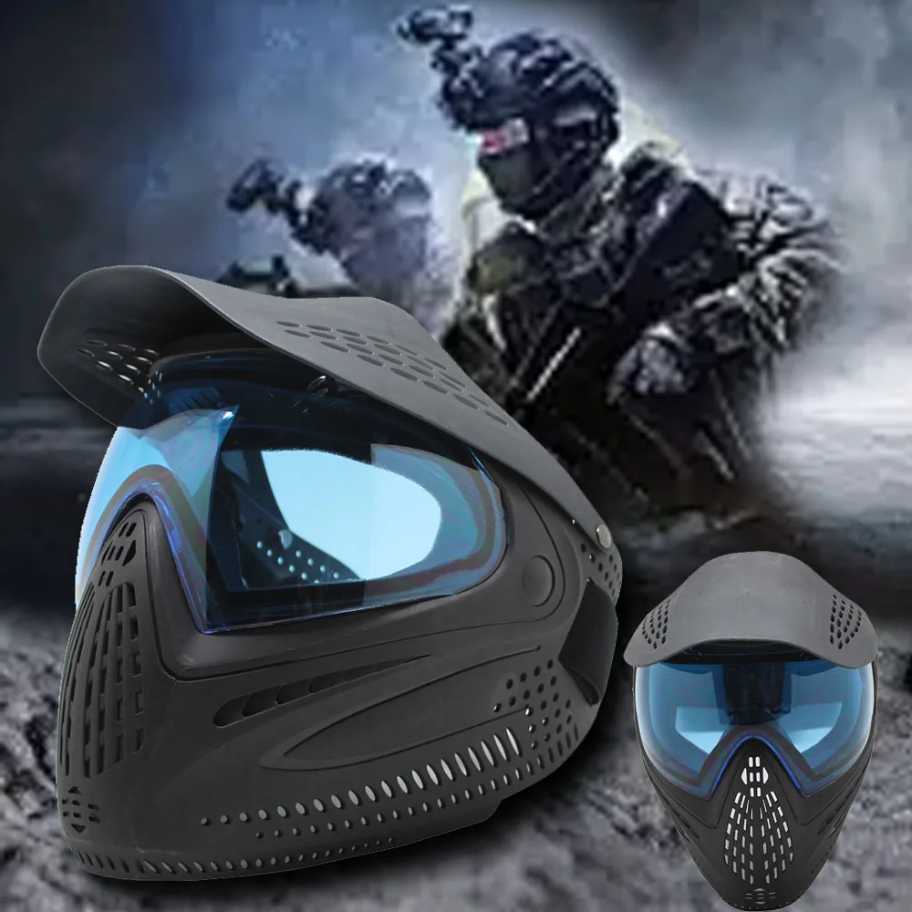 

Military Tactical Paintball Mask Anti Fog DYE I4 Thermal Lenses with Visor & Double Straps Tactical Airsoft Gear For shooting