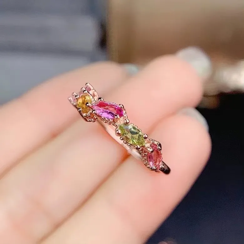 KJJEAXCMY gioielleria raffinata argento sterling 925 intarsiato tormalina naturale donne particolare moda stile cinese anello con gemma supporto detec