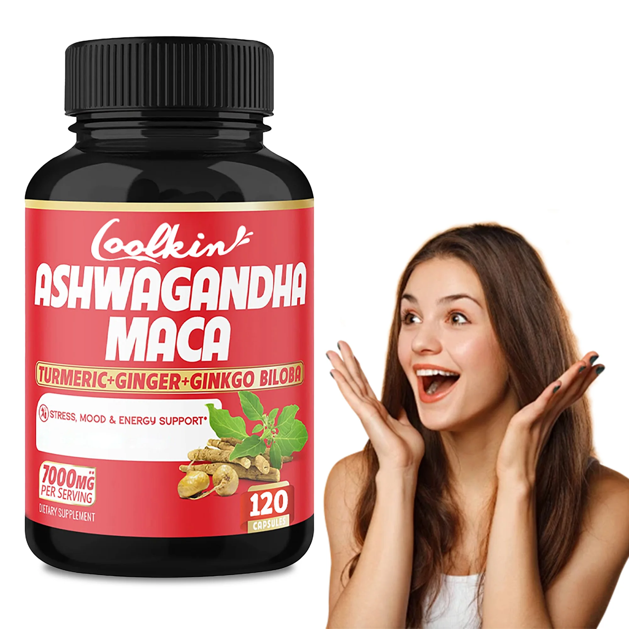 Ashwagandha & Maca-reponer energía, aliviar el estrés y la fatiga, mejorar la resistencia y el rendimiento atlético-120 cápsulas