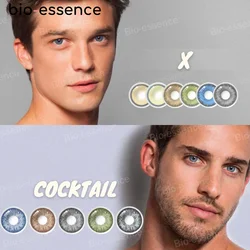 Bio-essence-lentillas de colores para hombre, lentes azules, verdes, grises, 1 par