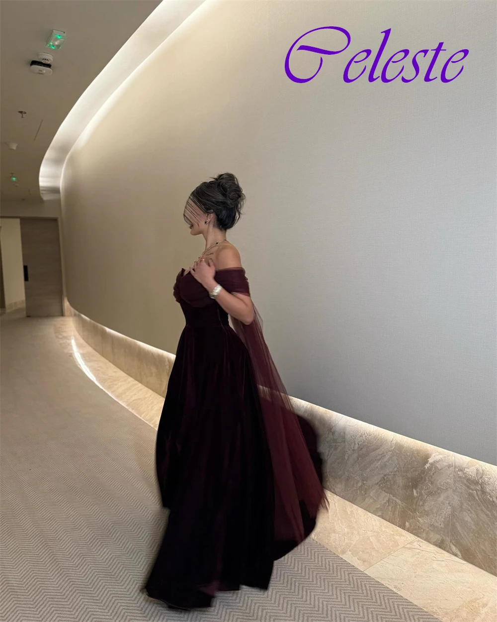 Customized Graceful Velour Strapless A-Line Evening Dress Graceful Off the Shoulder Prom Dresses Sexy Special Occasion Gowns