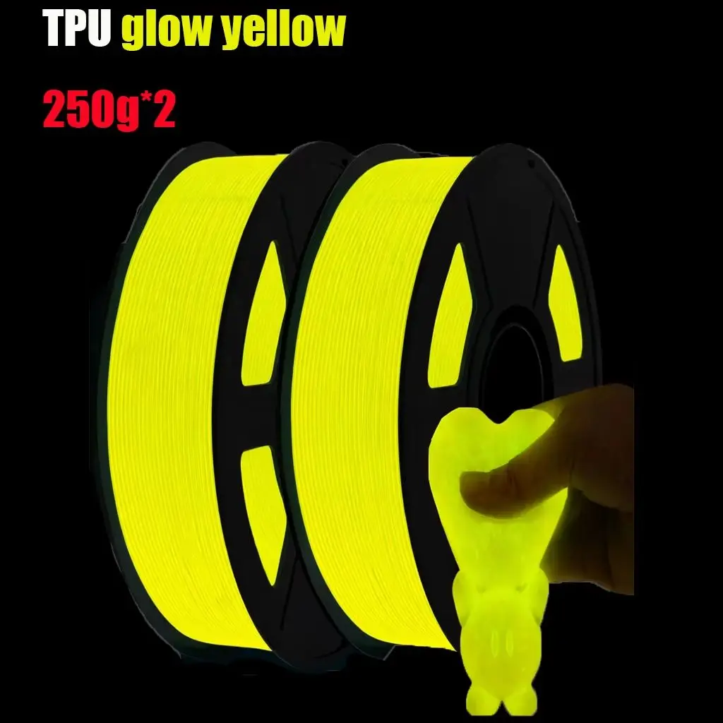 

Yellow Glow in the Dark TPU 95A 1.75mm 3D Printer Filament 250g Dimensional Accuracy +/- 0.03 for 3D Printing 500g Spool