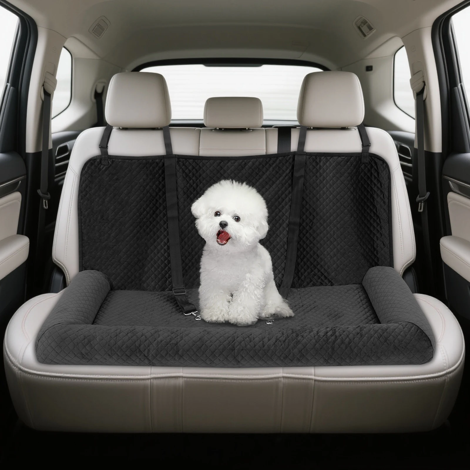 Dog Car Seat, Large Dog Car Bed, Dog Mattresses, Pet Seat with a High-resilience Base That Retains Its Shape and Res for Small, Medium, and Large Dogs