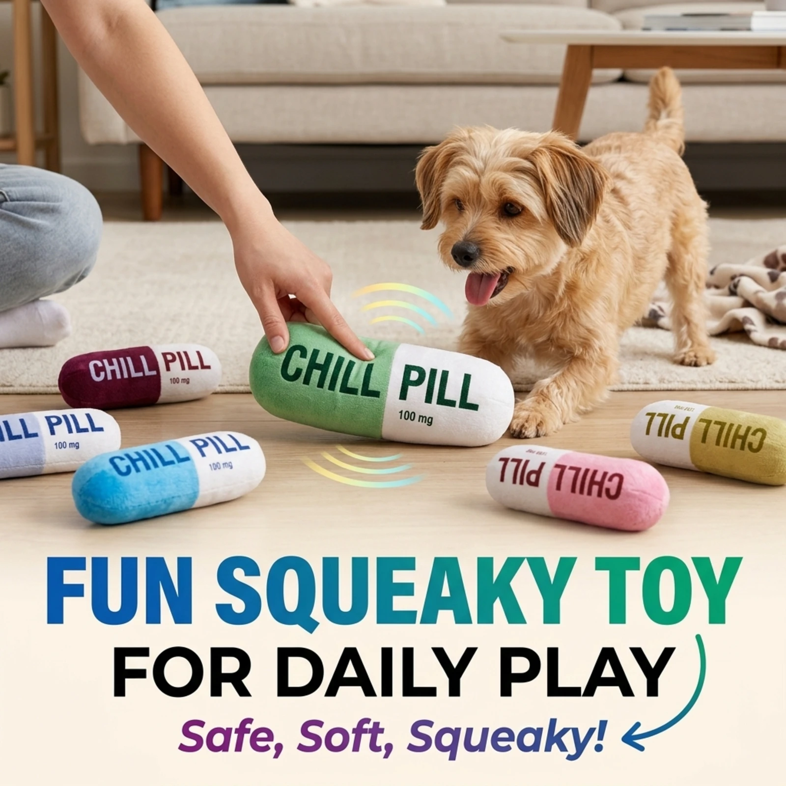 Indestructible Dog Chew Toy - Pet Pill Indestructible Plush Capsule Dog