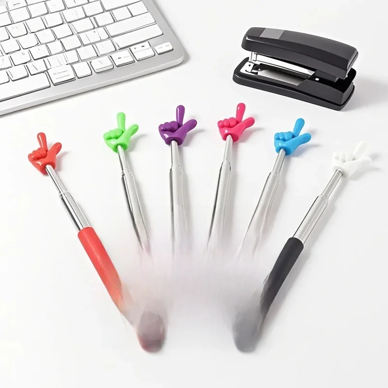 1Pc Intrekbare Leraar Pointer Vinger Ontwerp Roestvrij Staal Telescopische School Onderwijs Pointer Stick Leraar Levert Klasse - afbeelding 2