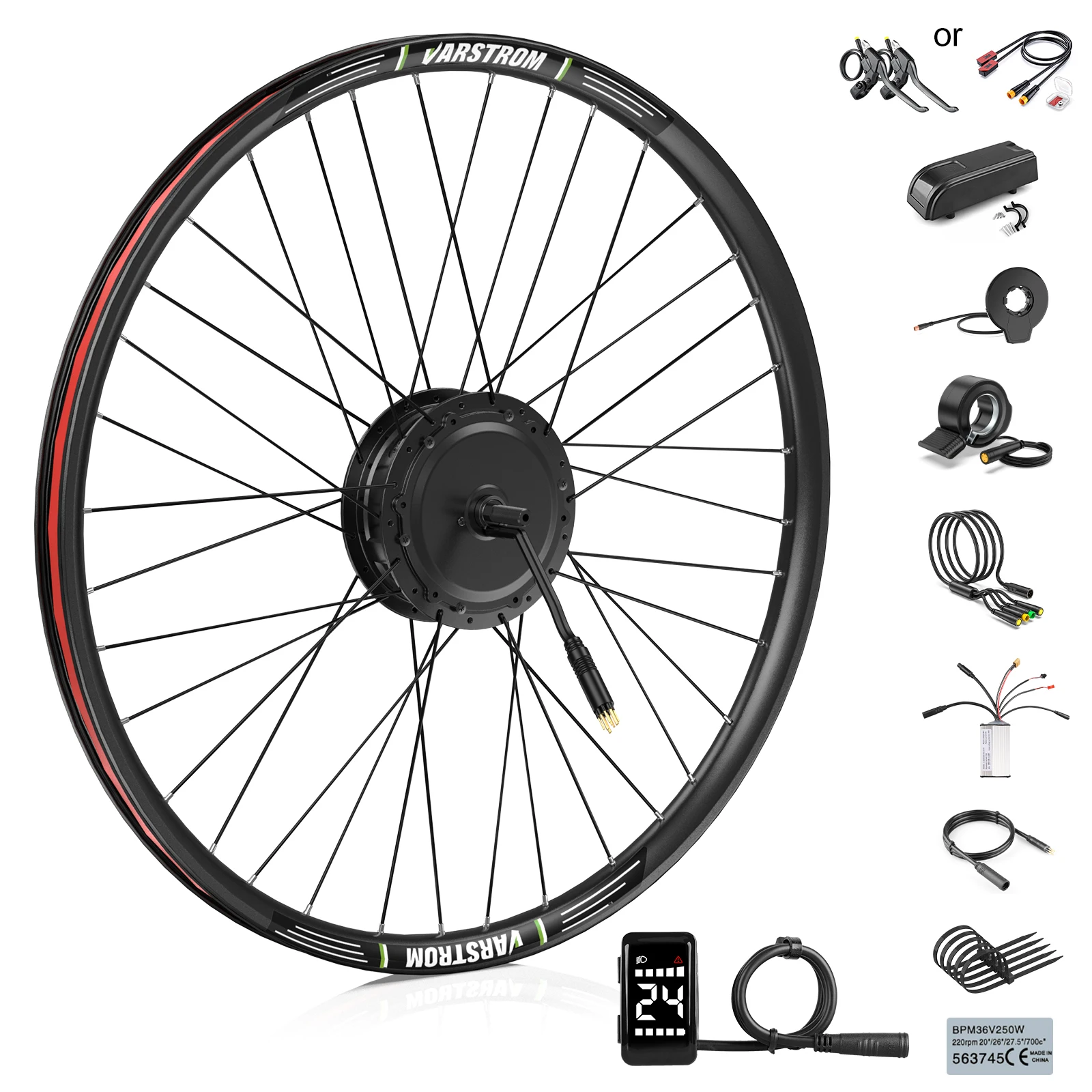 [W promocji ] Bafang 48V 500W G020 Silnik w piaście koła, napęd tylny z hamulcem tarczowym, kompletny zestaw konwersyjny do e-bike roweru elektrycznego na koła o rozmiarze 26", 27.5", 28", 29", 700C, — 2