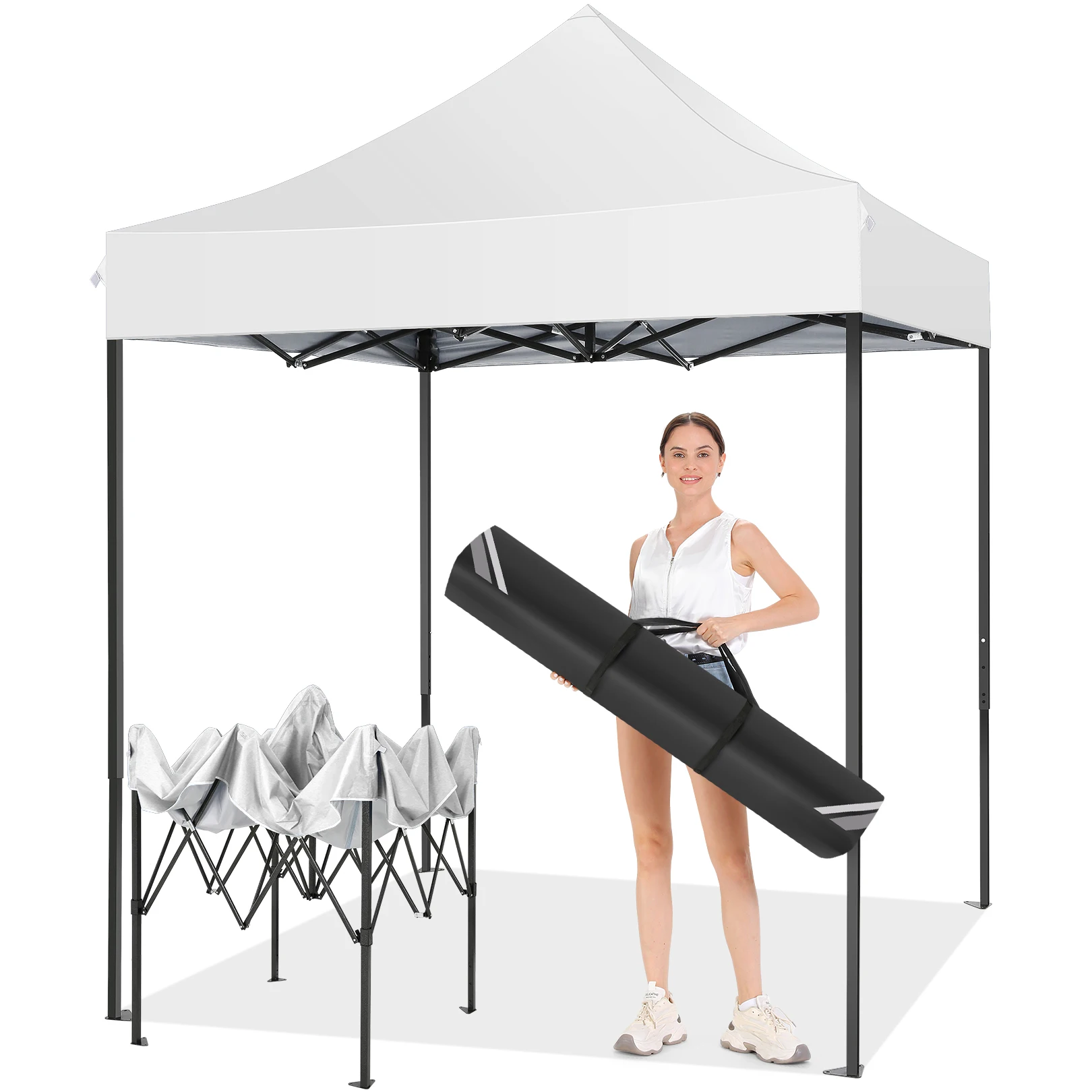 COBIZI 6.6x6.6FT Pop up Canopy Tent Heavy Duty Without Sidewalls, Easy Set-up Commercial Outdoor Party Tent, 100% Waterproof Wedding Tents Gazebo, 3 Height Adjustable with Carry Bag