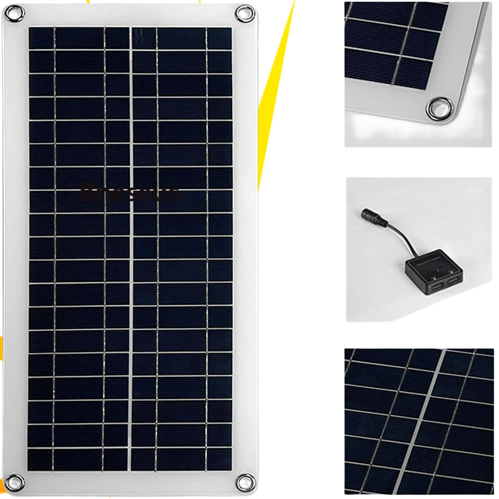 100W Solar Panel Kit 12V Rechargeable Battery with 10A 100A Controller Module 3.0 USB Type C PortFor Mobile Phone RV and Car Pow