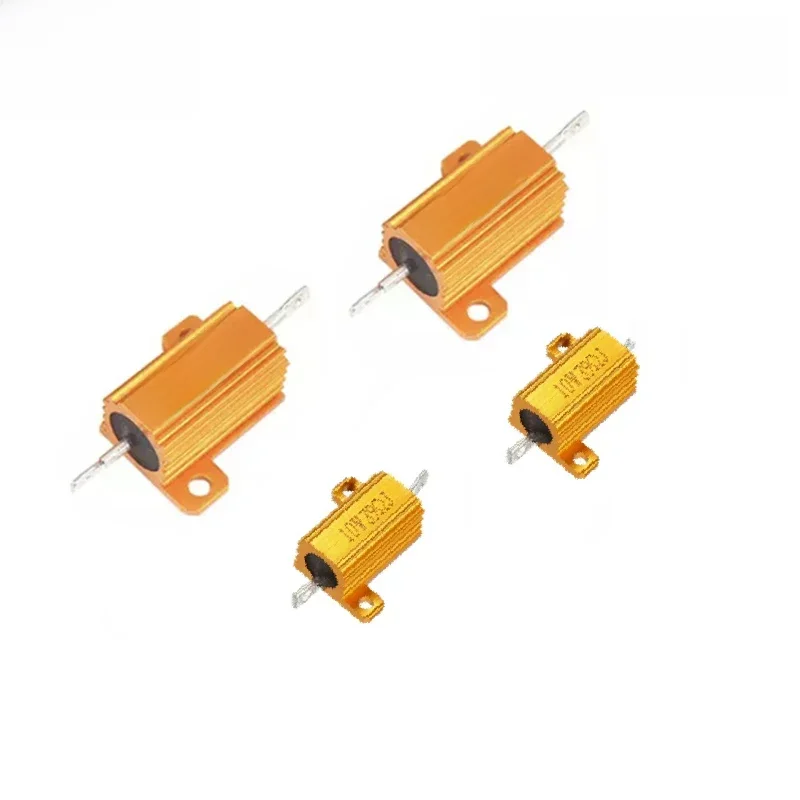 2 SZTUK 10W 25W RX24 Aluminiowa metalowa obudowa Rezystor drutowy 0,1~10K 0,1 0,2 0,3 1 2 68 10 20 100 200 500 1K 10K Ohm — zdjęcie 2