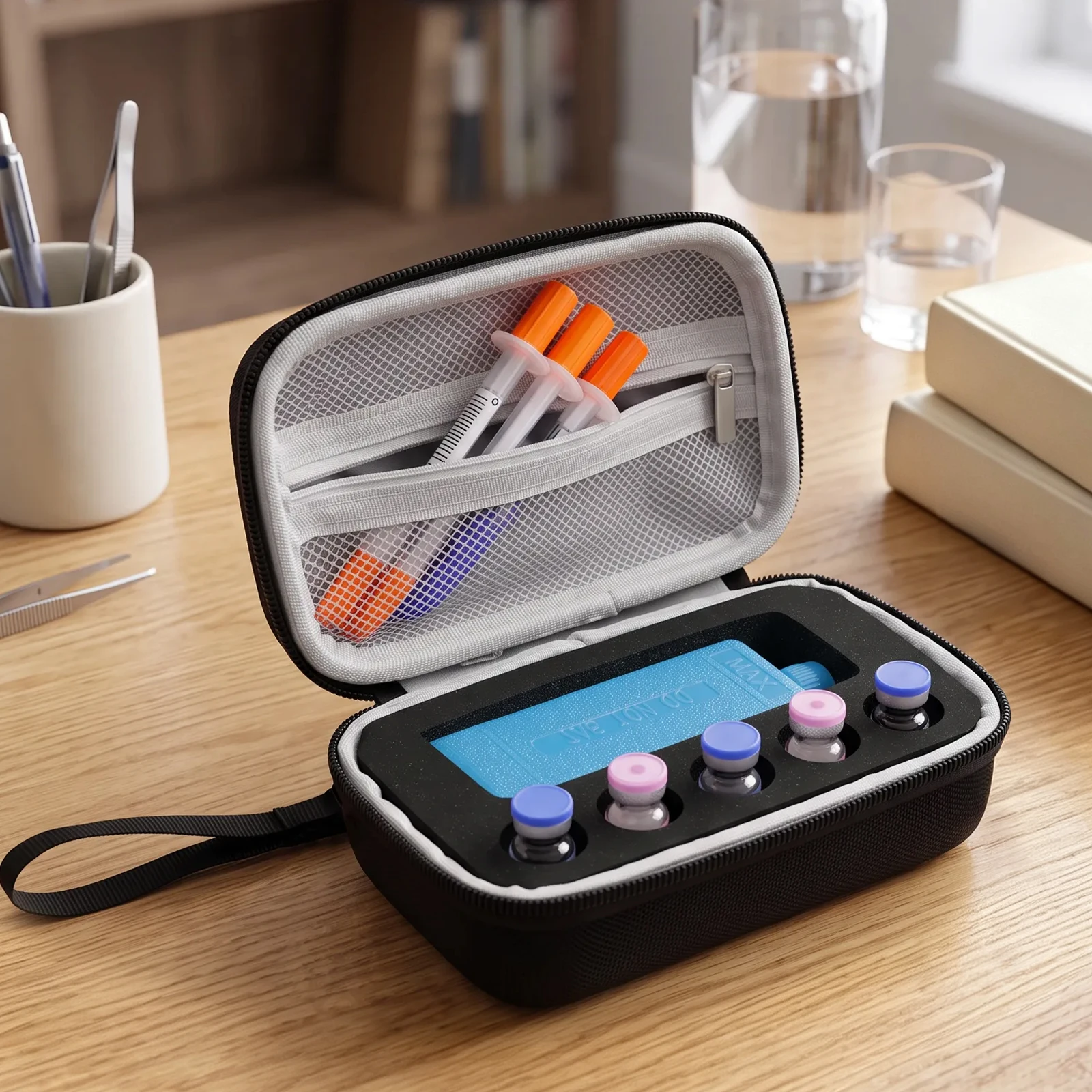 Insulin Vial Storage Case with Ice Box Portable Peptide Storage Box for Fridge and Traveling Fits Standard Vial 3ml/10ml