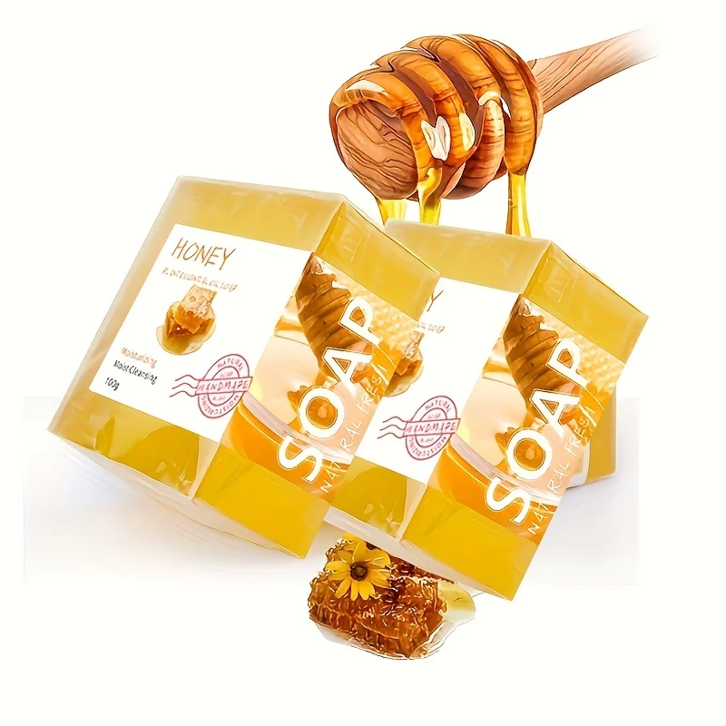 Natural Honey Handmade Soap Set with Essential Oils - 100g x 2pcs, Unisex, Perfect for Home or Travel