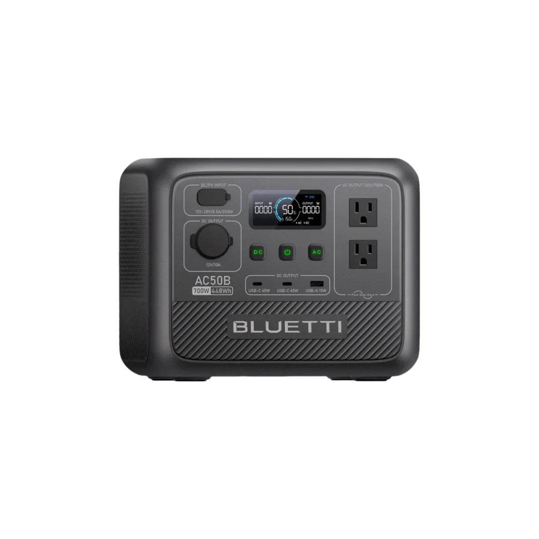 BLUETTI AC50B Portable Power Station 700W 448Wh LiFePO4 Battery Backup Lightweight Solar Ready Generator for Camping Road Trip RV Outdoor Emergency Power Outage Home Use view 3