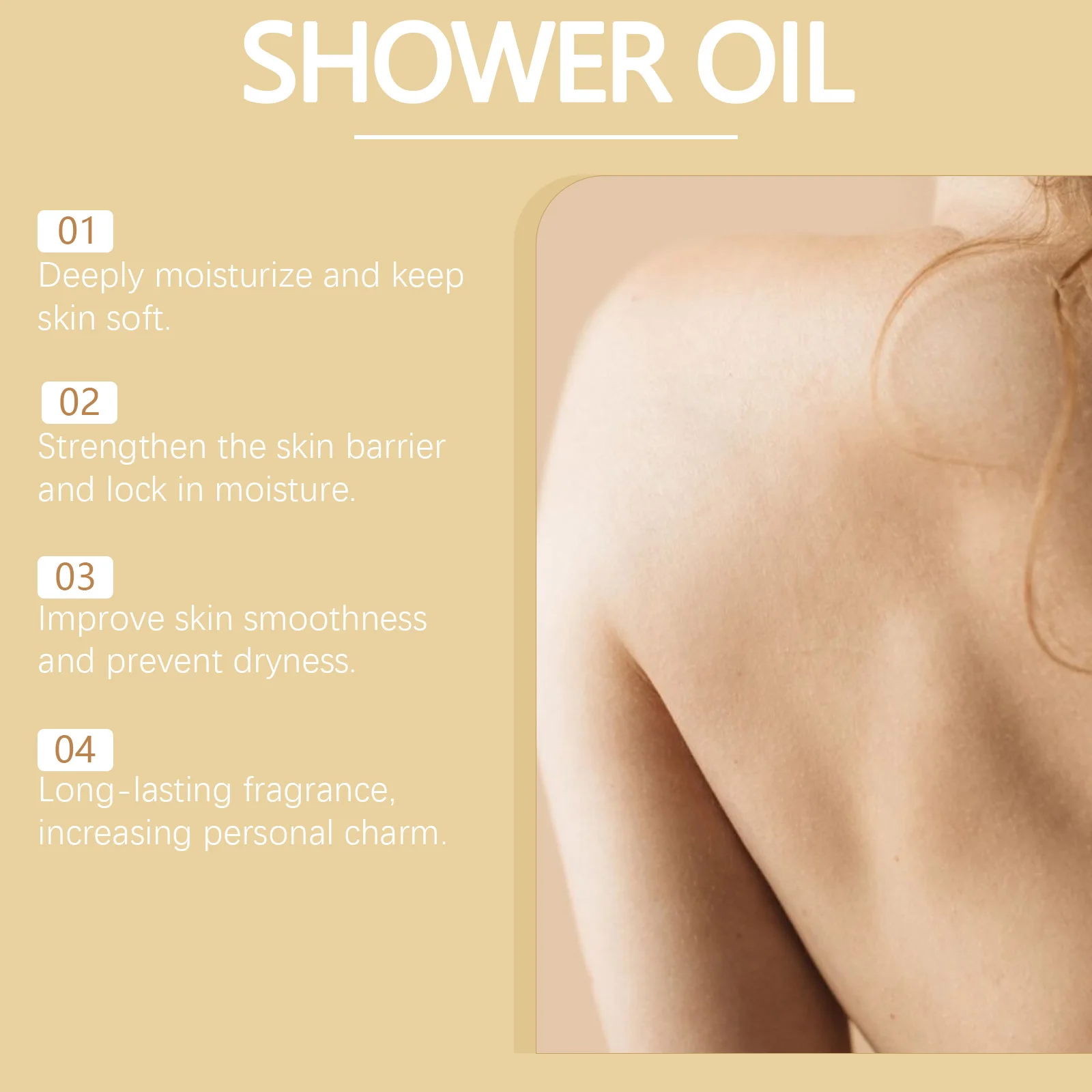 Minyak Mandi Badan Sweet Almond Mengangkat Sel Kulit Mati dengan Lembut, Aroma Tahan Lama, Mengurangi Kekeringan, Menghaluskan, Melembutkan, Minyak Pembersih Tubuh