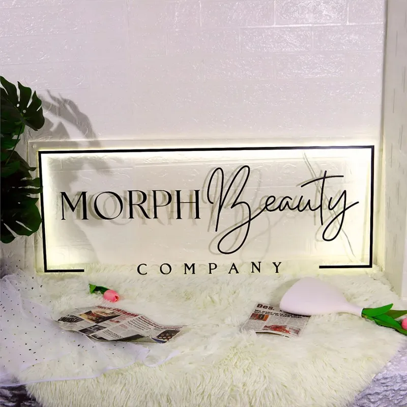 

Custom Acrylic Backlit Sign Business Logo Neon Sign Personalized LED Logo For Company Shops Offices Studio Metal Business Sign