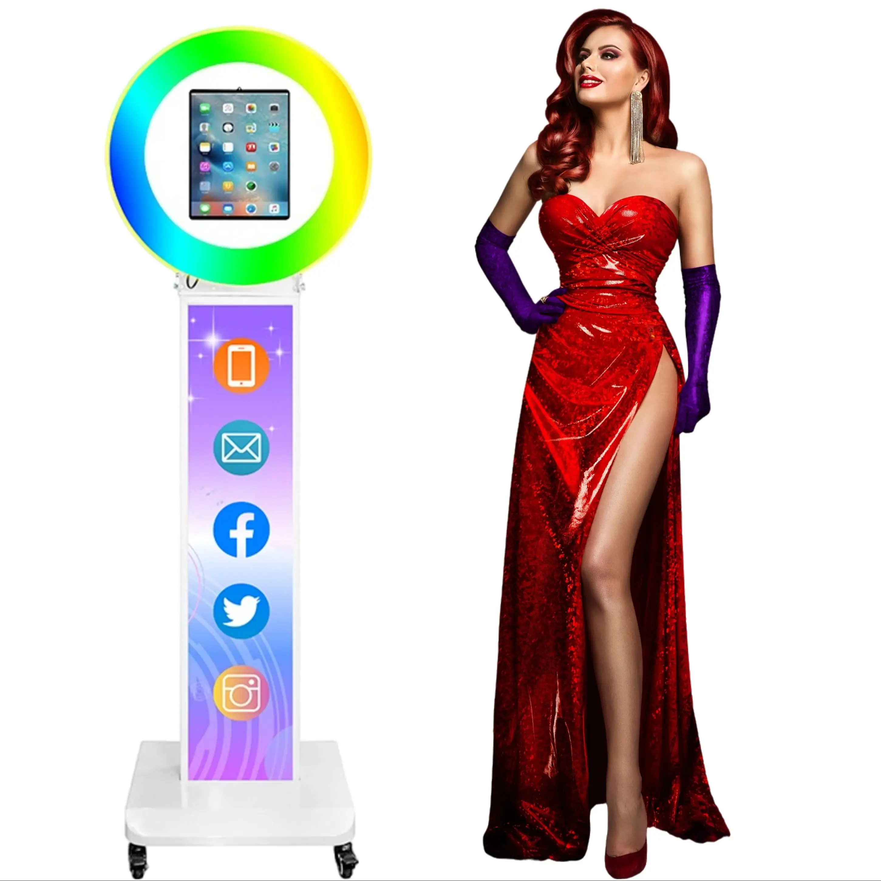 Portable Ipad Photo Booth Ipad Size 10.9/12.9 Inch Party Wedding Supplies Ipad Photo Booth with RGB Light